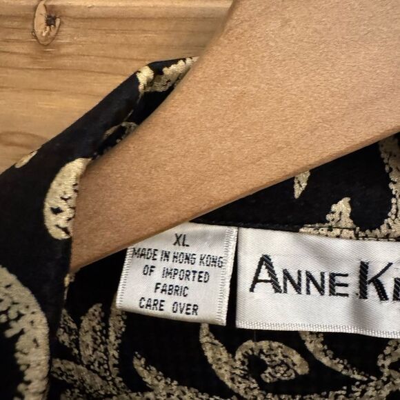 Vintage Anne Klein Size XLarge Silk Oversized Filigree Pattern Boyfriend Blazer - Picture 12 of 13